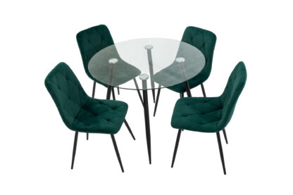 Set masa MB-83, sticla securizata, 100x76 cm, cu 4 scaune S-179 Verde, 44x85x43 cm - imagine 5
