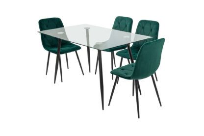 Set masa MB-84, sticla securizata, 140x76x80 cm, cu 4 scaune S-179 Verde, 44x85x43 cm - imagine 6