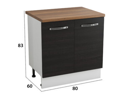 Masca chiuveta, Alfa, wenge/alb, blat termic nuc, PAL, 80x83x60 cm - imagine 2