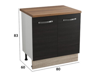Masca chiuveta, Alfa, wenge/sonoma, blat termic nuc, PAL, 80x83x60 cm - imagine 4