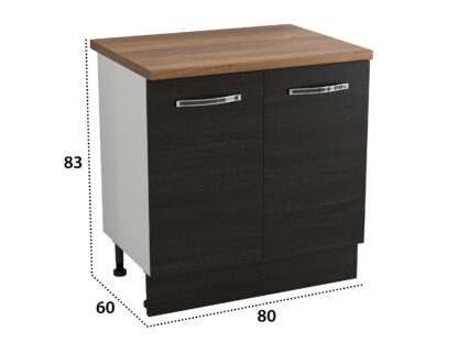Masca chiuveta, Alfa, wenge, blat termic nuc, PAL, 80x83x60 cm - imagine 2