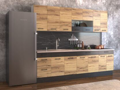 Bucatarie Greta 260 cm, Stejar/Antracit, blat travertin - imagine 2