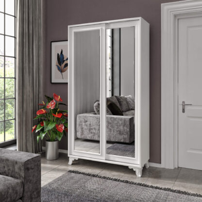 Garderoba hol James, cu pantofar, curier, Alb, 104x192x42 cm, MDF