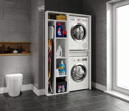 Dulap pentru masina de spalat si uscator 69x194x71 cm, alb
