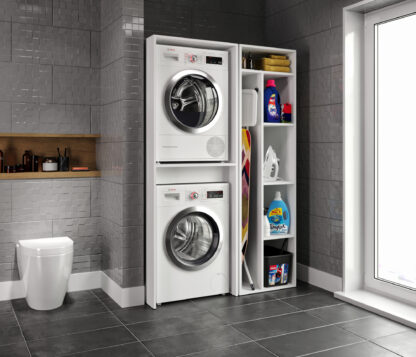 Dulap pentru masina de spalat si uscator 69x194x71 cm, alb - imagine 2