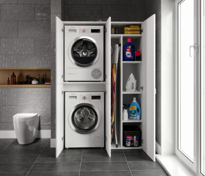 Dulap pentru masina de spalat si uscator 69x194x71 cm, alb - imagine 4