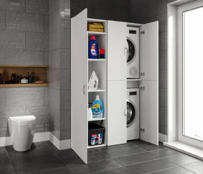 Dulap pentru masina de spalat si uscator 69x194x71 cm, alb - imagine 6