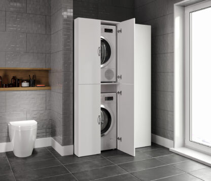 Dulap pentru masina de spalat si uscator 69x194x71 cm, alb - imagine 8