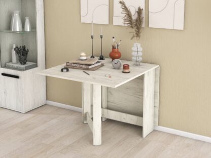 Masa pliabila Fold, 161x75x89 cm, Alb-Murdar - imagine 3