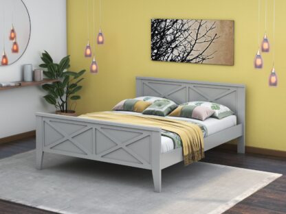 Pat Agata, 160x200 cm, cu 4 sertare, MDF, lemn masiv Fag, Gri - imagine 3