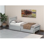 Pat Alora, 90x200 cm, cu sertare, MDF, lemn masiv Fag, Gri - imagine 2