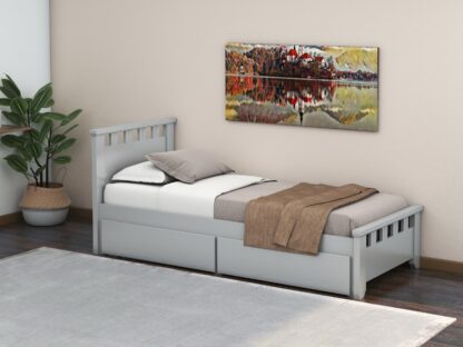 Pat Alora, 90x200 cm, cu sertare, MDF, lemn masiv Fag, Gri - imagine 2