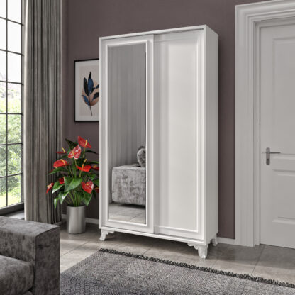 Garderoba hol Rio, cu pantofar, curier, Alb, 104x192x42 cm, MDF