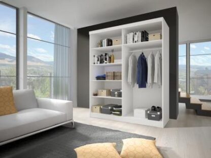 Dressing Gabriel Negru cu lamele artisan, cu oglinda, 150x200x61 cm - imagine 2
