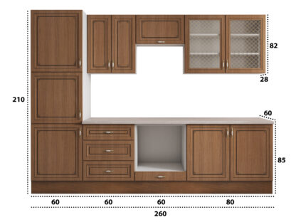 Bucatarie Grand 260, Stejar, Fronturi MDF, corp din PAL - imagine 5