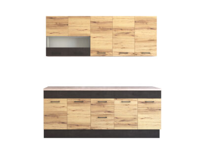 Bucatarie Greta 200 cm, stejar/antracit, blat termic travertin - imagine 5