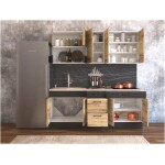 Bucatarie Greta 200 cm, stejar/antracit, blat termic travertin - imagine 3