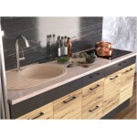 Bucatarie Greta 200 cm, stejar/antracit, blat termic travertin - imagine 4