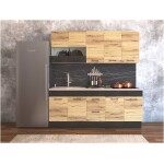Bucatarie Greta 200 cm, stejar/antracit, blat termic travertin