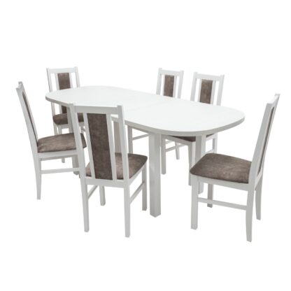 Set masa extensibila 160x200 cm MB-12 (VENUS 1) BIALY cu 6 scaune S-38 B (BOSS 14) COD 18A 2 CUT - imagine 4
