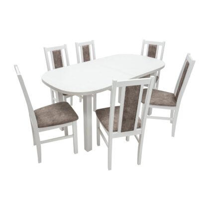 Set masa extensibila 160x200 cm MB-12 (VENUS 1) BIALY cu 6 scaune S-38 B (BOSS 14) COD 18A 2 CUT - imagine 2