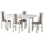 Set masa extensibila 160 x 200 cm cu 4 scaune tapitate, MB-12 Venus1 si S-38 Boss14 25B, Bialy, Lemn masiv de fag, Stofa - imagine 4