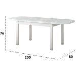 Set masa extensibila 160 x 200 cm cu 4 scaune tapitate, MB-12 Venus1 si S-38 Boss14 25B, Bialy, Lemn masiv de fag, Stofa - imagine 9