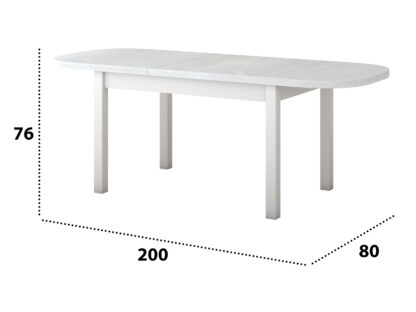 Set masa extensibila 160 x 200 cm cu 4 scaune tapitate, MB-12 Venus1 si S-38 Boss14 25B, Bialy, Lemn masiv de fag, Stofa - imagine 9