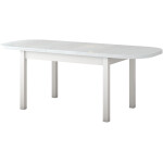 Set masa extensibila 160 x 200 cm cu 4 scaune tapitate, MB-12 Venus1 si S-38 Boss14 25B, Bialy, Lemn masiv de fag, Stofa - imagine 2