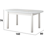 Set masa extensibila 160 x 200 cm cu 4 scaune tapitate, MB-12 Venus1 si S-38 Boss14 25B, Bialy, Lemn masiv de fag, Stofa - imagine 3