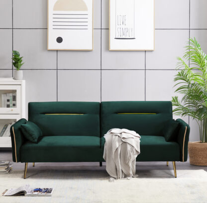 Canapea extensibila Andra, material textil, verde, 211x87x81 cm