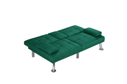 Canapea extensibila Petra, material textil, verde, 158x81x73 cm - imagine 2
