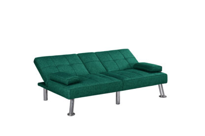 Canapea extensibila Petra, material textil, verde, 158x81x73 cm - imagine 3