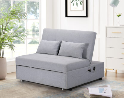 Canapea extensibila Cora, material textil, gri, 120x117x94 cm