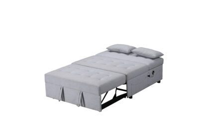 Canapea extensibila Cora, material textil, gri, 120x117x94 cm - imagine 4
