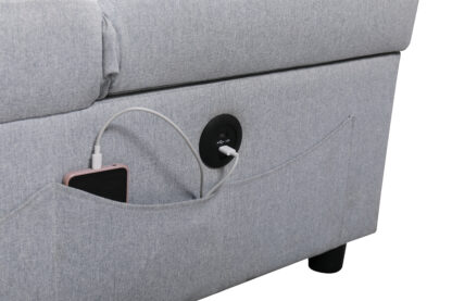Canapea extensibila Cora, material textil, gri, 120x117x94 cm - imagine 2