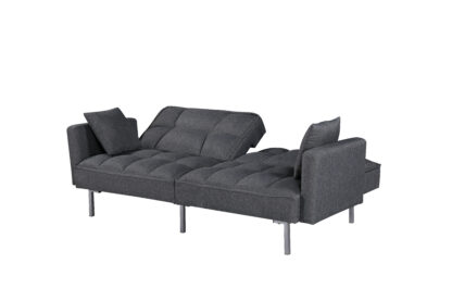 Canapea extensibila Eva, material textil, gri, 192x88x81 cm - imagine 2