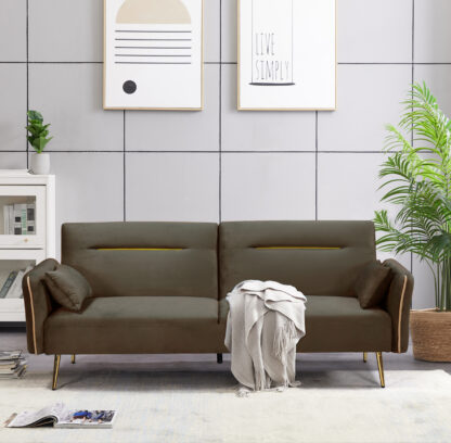 Canapea extensibila Andra, material textil, verde oliv, 211x87x81 cm