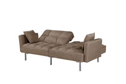 Canapea extensibila Eva, material textil, maro, 192x88x81 cm - imagine 2