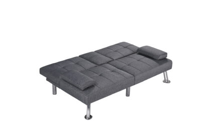 Canapea extensibila Petra, material textil, gri, 158x81x73 cm - imagine 2
