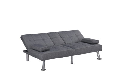 Canapea extensibila Petra, material textil, gri, 158x81x73 cm - imagine 3