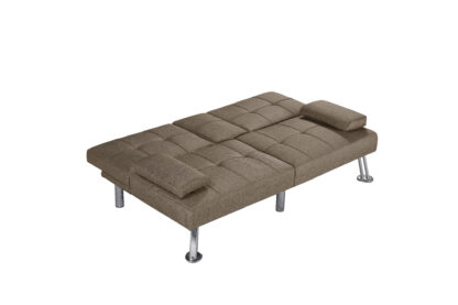Canapea extensibila Petra, material textil, maro, 158x81x73 cm - imagine 3