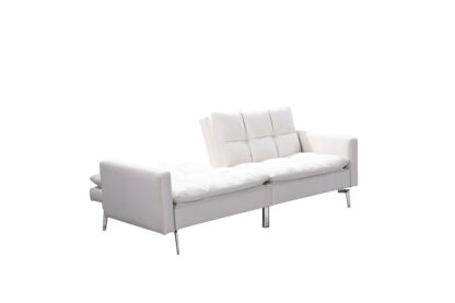 Canapea extensibila Zuni, material textil, alba, 204x91x85 cm - imagine 2