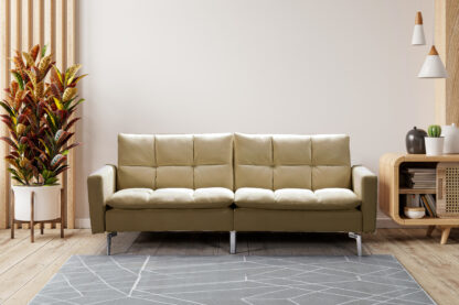 Canapea extensibila Zuni, material textil, bej, 204x91x85 cm