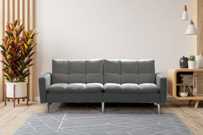Canapea extensibila Zuni, material textil, gri, 204x91x85 cm