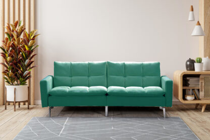 Canapea extensibila Zuni, material textil, verde, 204x91x85 cm