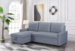 Coltar extensibil Ami, material textil, gri inchis, 203x130x88 cm