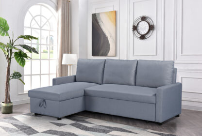 Coltar extensibil Ami, material textil, gri inchis, 203x130x88 cm