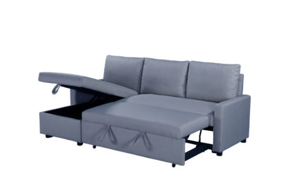Coltar extensibil Ami, material textil, gri inchis, 203x130x88 cm - imagine 2
