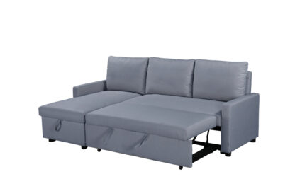 Coltar extensibil Ami, material textil, gri inchis, 203x130x88 cm - imagine 3